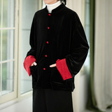 风红黑经典搭配盘扣外套过年服电商A100-W691-P95，女装短外套，电商A100