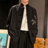 风设计款男士长袖盘扣刺绣中式立领衬衫电商A100-C13-P65，男装民族服装，电商A100