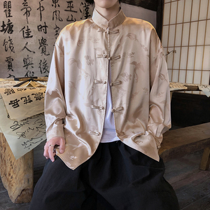 风新中式压花凤凰汉服长袖盘扣衬衫A100-C331-P65图片