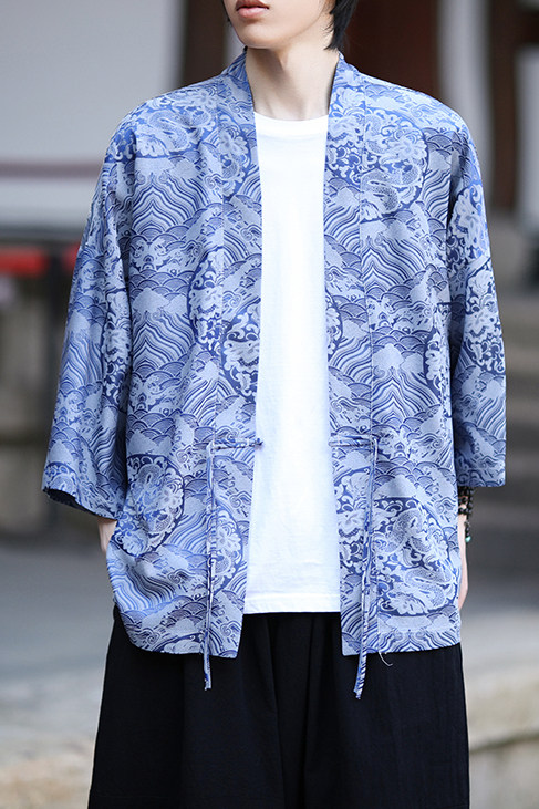 风龙纹冰丝汉服开衫外套古风禅服居士服道袍披风A100-721-P40,男装民族服装,电商A100