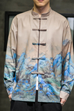 山水国画印花中国风衬衫高品质钱塘大厦4018-1016-P70，男装衬衫，电商A100