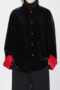 风红黑经典搭配盘扣外套过年服电商A100-W691-P95图片