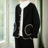 摇粒绒无领外套轻便保暖个性风盘扣外套电商A100-W697-P75，男装棉衣，电商A100