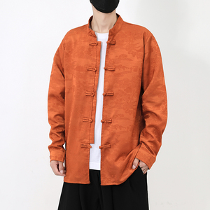 风长袖加厚盘扣休闲暗纹清明上河图纯色衬衫电商A100-C18-P68图片