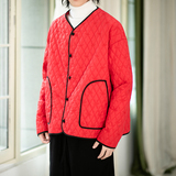 薄棉衣风纯色暗绣花盘扣新中式电商A100-W696-P95，男装棉衣，电商A100