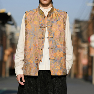 风唐装男士提花背心新中式风背心马甲A100-1316-P85，男装背心/马甲，电商A100