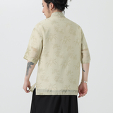 新中式盘扣中山唐装风暗纹小众高级感衬衫A100-232-P65，男装衬衫，电商A100