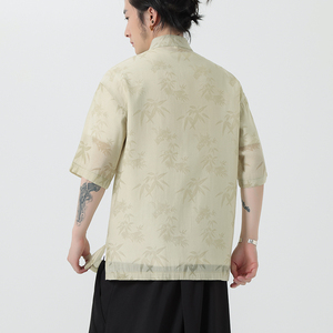 新中式盘扣中山唐装风暗纹小众高级感衬衫A100-232-P65图片