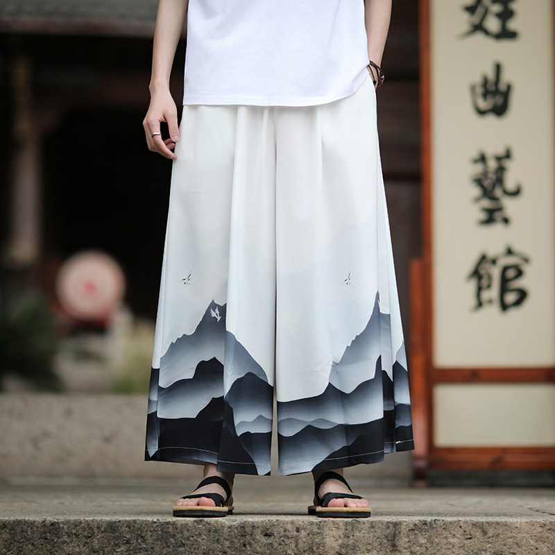 风大裤衩宽松大码裤山水水墨新风电商A100-K3001-P50,男装休闲裤,电商A100