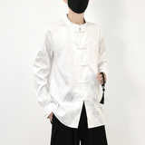 风长袖休闲暗纹龙纹黑白衬衫电商A100-C20-P55，男装衬衫，电商A100