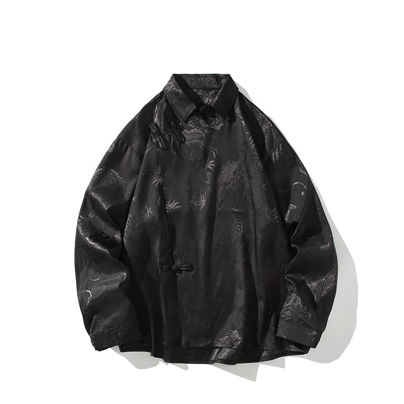 新中式风衬衫男士长袖唐装汉服改良盘扣衬衣电商A100-262-P65图片