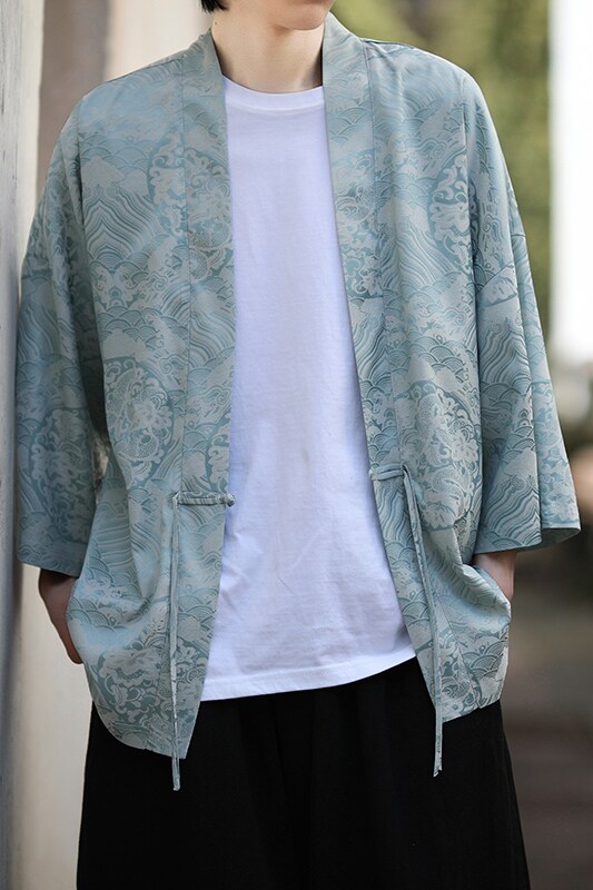 风龙纹冰丝汉服开衫外套古风禅服居士服道袍披风A100-721-P40,男装民族服装,电商A100