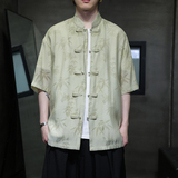 新中式盘扣中山唐装风暗纹小众高级感衬衫A100-232-P65，男装民族服装，电商A100