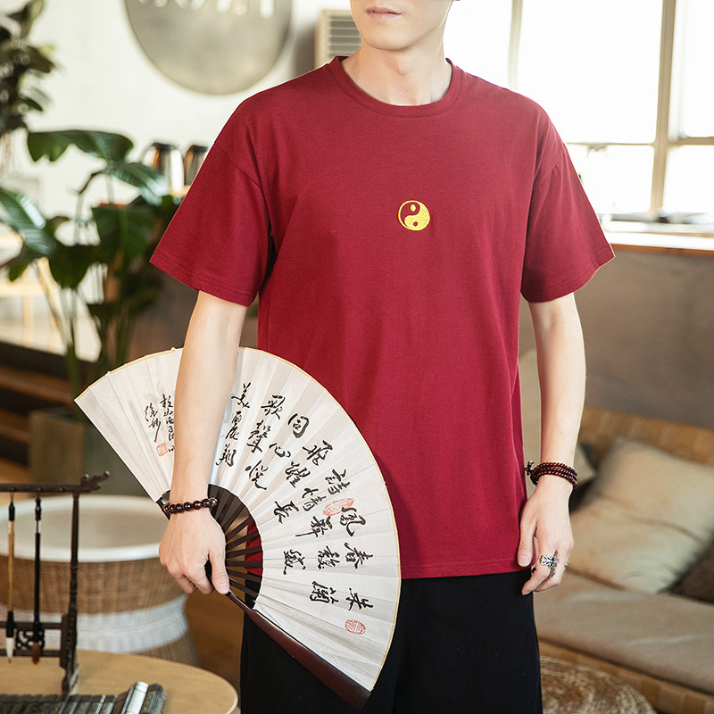 夏季新款风十二时辰刺绣T恤7钱塘4018-T62,男装T恤,电商A100