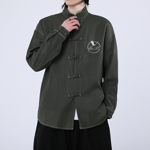 风新中式牛仔衬衫刺绣复古长袖上衣电商A100-C333-P65图片