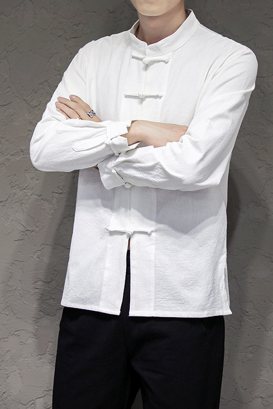 全棉风盘扣衬衫纯色打底电商A100-C610-P50特,男装T恤,电商A100