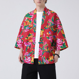 男士休闲中袖开衫风东北大花大码防晒衣夏A100-256-P30，男装民族服装，电商A100