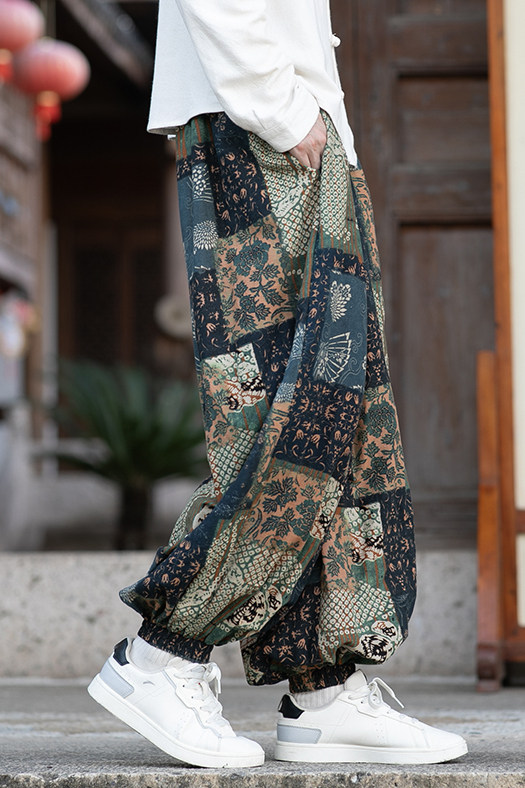 花色民族风束脚裤电商A100-K7780-P50,男装民族服装,电商A100