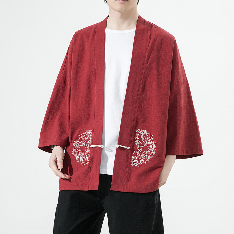 风汉服开衫刺绣盘扣精致防晒电商A100-731-p50男士宽松限68,男装民族服装,电商A100
