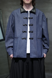 新中式牛仔唐装风长袖夹克复古盘扣宽松大码外套A100-C33-P75图片