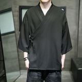 夏风日系风纯色休闲汉服开衫加大加宽加码电商A100-Y116-P55，男装民族服装，电商A100