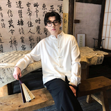 风新中式亚麻刺绣盘口衬衫休闲惬意风电商A100-C90-P70，男装衬衫，电商A100