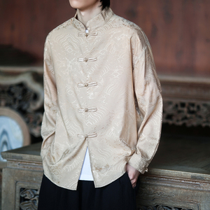 风新中式压花龙纹汉服长袖衬衫A100-C312-P65图片