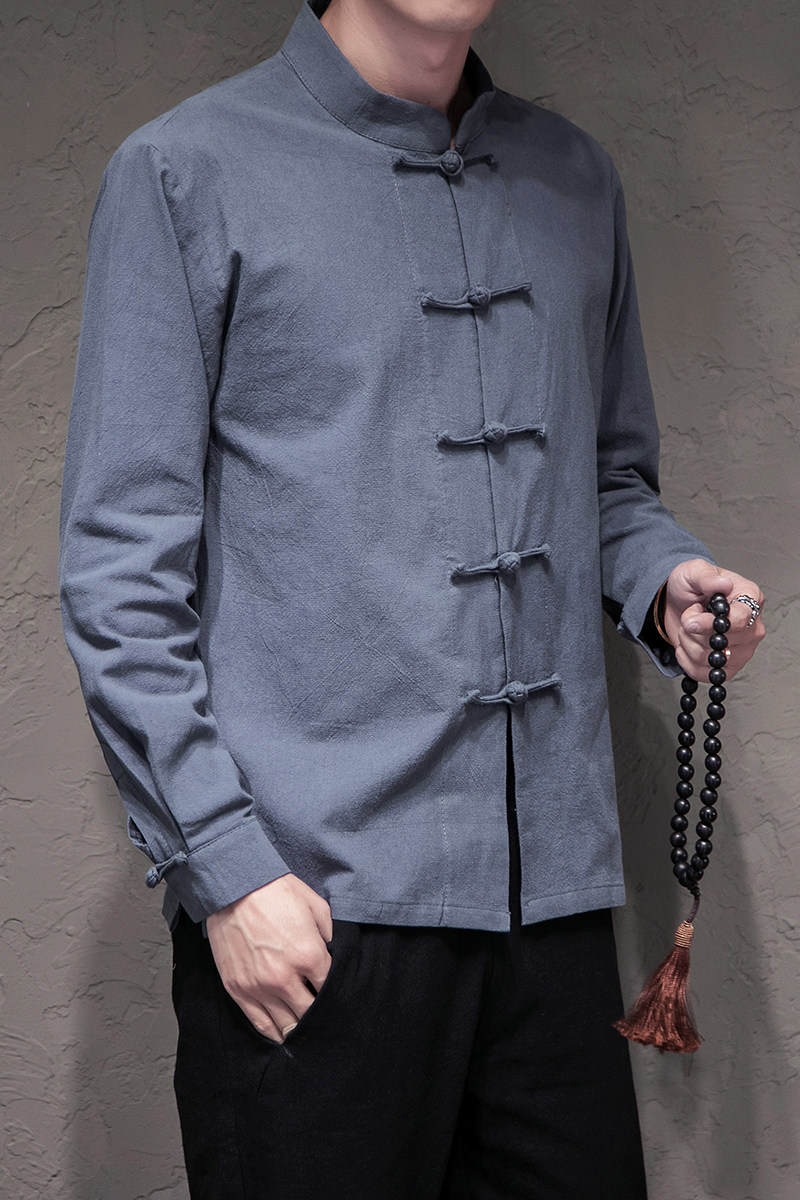 全棉风盘扣衬衫纯色打底电商A100-C610-P50特,男装衬衫,电商A100
