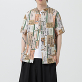 风夏季盘扣休闲短袖花衬衫潮流宽松青年衬衣A100-257-P55，男装T恤，电商A100