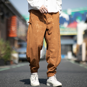 大码男装风休闲裤子灯芯绒压花新中式电商A100-2503-P55图片