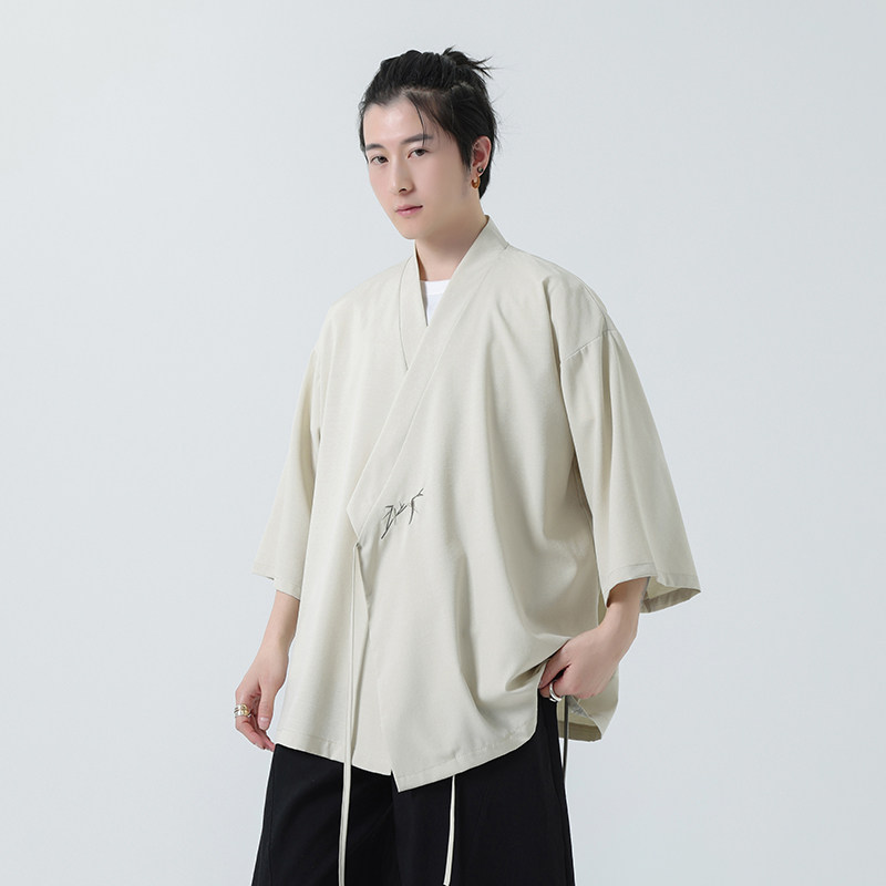 男夏季薄款风斜襟道袍宽松大码新中式禅意居士A100-225-P60,男装民族服装,电商A100
