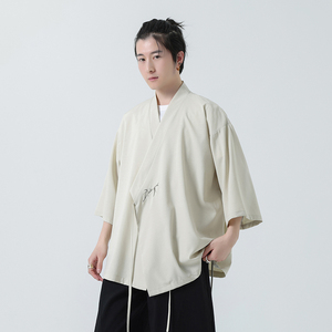 男夏季薄款风斜襟道袍宽松大码新中式禅意居士A100-225-P60图片