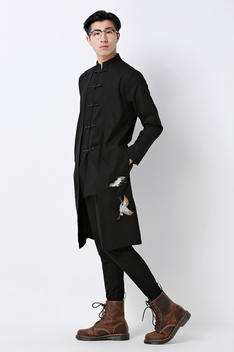 风绣花长外套电商A100-B31-P95,男装民族服装,电商A100