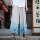 风大裤衩宽松大码裤山水水墨新风电商A100-K3001-P50，男装休闲裤，电商A100