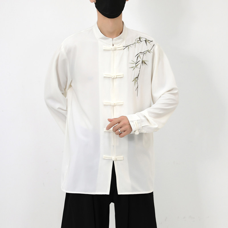 风长袖盘扣衬衫新中式唐装风电商A100-C23-P70,男装民族服装,电商A100