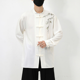 风长袖盘扣衬衫新中式唐装风电商A100-C23-P70，男装民族服装，电商A100