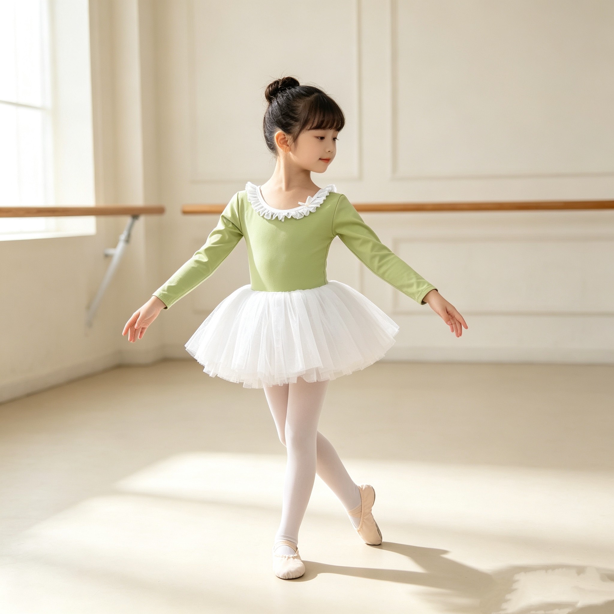 公主风长袖新款幼儿中国舞女孩形体服跳舞衣裙儿童芭蕾舞蹈练功装