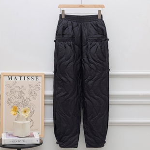 复古盘扣哈伦外穿宽松保暖裤 2025年冬季 女白鸭绒时尚 羽绒裤 新款