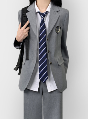 木村叔jk原创日系灰色西服外套女学生春秋季春秋季情侣款西服制服