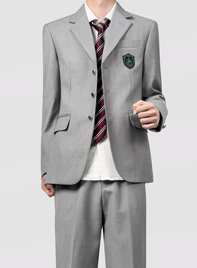 木村叔日系dk制服灰色西装外套男生秋季学院风原创刺绣成人礼班服
