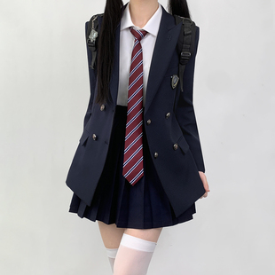 木村叔jk日系原创制服外套女生春秋季学院风女学生双排扣西服套装