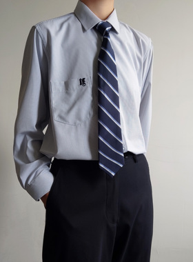 木村叔dk原创日系格子衬衫男长袖尖领短袖衬衣日系制服校供角襟领