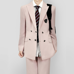 木村叔dk日系原创复古创驳领粉色西服外套男学院风校供感西装制服