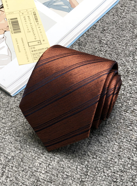 木村叔dk制服咖啡棕色衬衫领带男生日系复古条纹西服正装手打领带