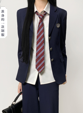木村叔jk日系制服绀色西装外套女学院风秋季原创设计纽扣女生西服