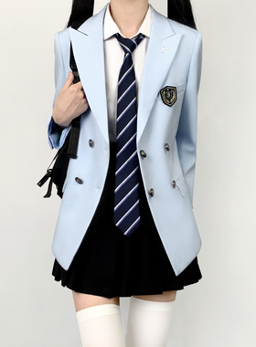 木村叔dk日系原创浅蓝色西服女生制服春秋季校供感大学生西装外套