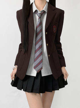 木村叔jk日系红棕色毛呢子西装外套女秋冬季原创短款呢子西服制服