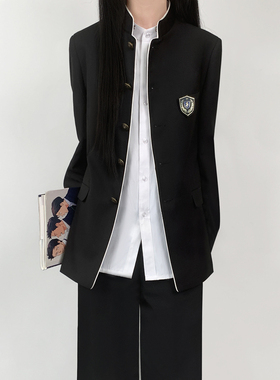 木村叔jk日系原创立领西服外套女生春秋季学院风校供感诘襟上衣服