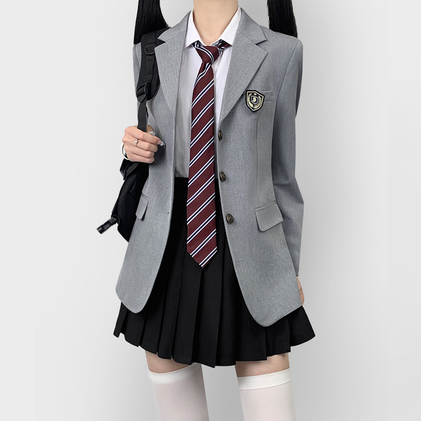木村叔日系JK灰色西服套装校供感图片