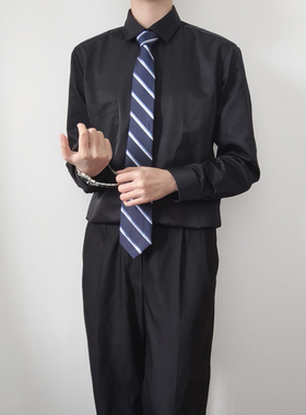 木村叔dk基础款秋季内搭打底领带黑色衬衫男长袖学生日系制服正版